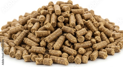 Pile of small, cylindrical, light brown pellets