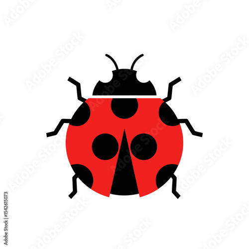 Simple ladybug illustration with red and black colors in vector format