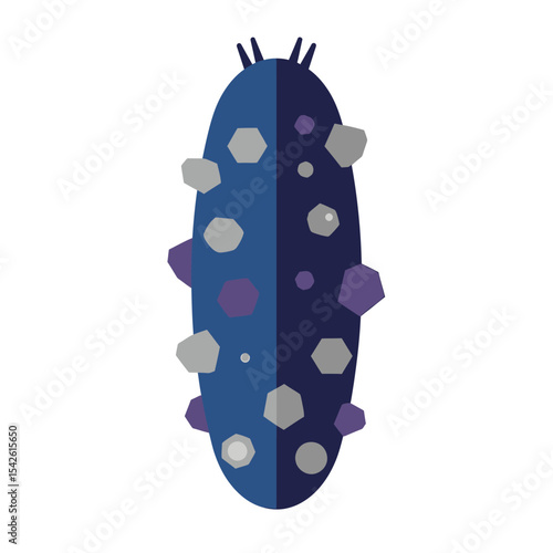 Stylized illustration of a bacterium cell with geometric shapes on white background