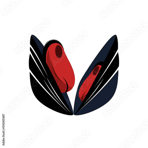 Stylized mussel illustration for culinary, seafood, or restaurant themes