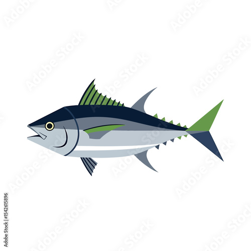 Stylized tuna fish illustration with simple design elements for graphic use