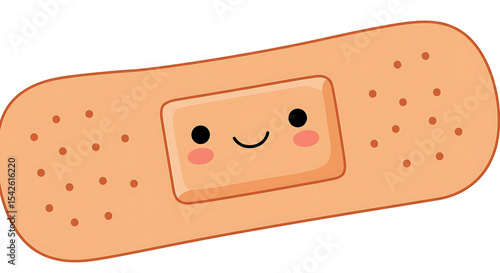Smiling Bandage Illustration: A Cheerful, Cartoonish First Aid Concept
