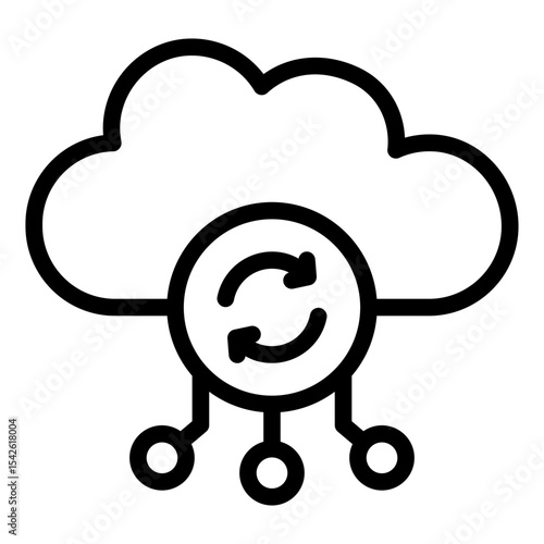 cloud outline icon with refresh loop symbol