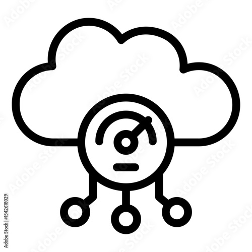 cloud outline icon with speed gauge meter