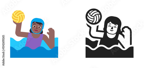 Water Polo Player Brown Purple