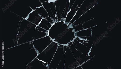 hole broken glass illustration, crack glass