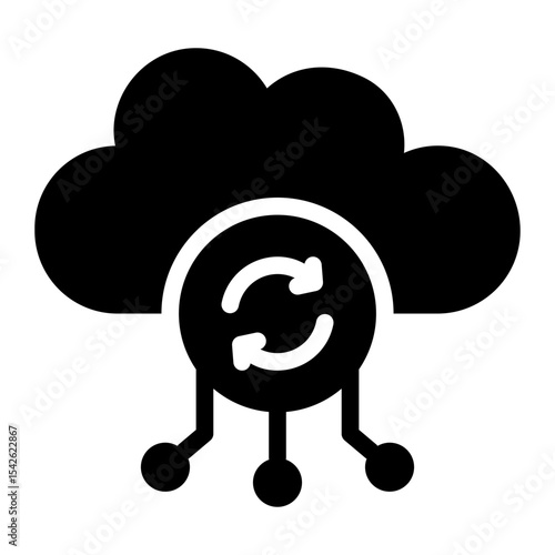 cloud glyph icon with refresh loop symbol