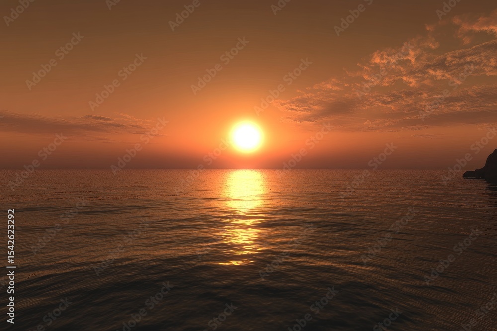 Fototapeta premium Golden sunset over calm sea