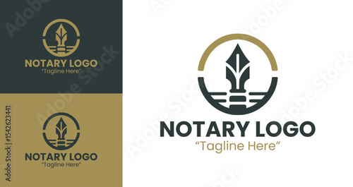 Modern Notary Logo with Quill and Seal for Legal and Notary Services Branding