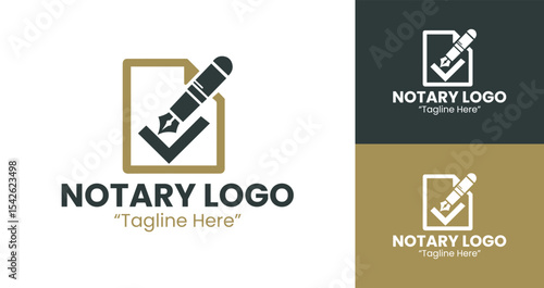 Creative Notary Logo with Pen and Checkmark for Legal Services Branding