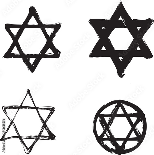 墨絵の手書き魔法陣・六芒星イラストセット