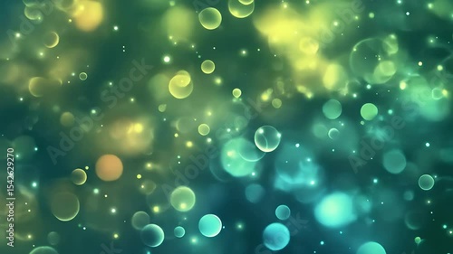 Wallpaper Mural Floating bokeh circles and small sparkles in shades of blue green and yellow background effect Torontodigital.ca