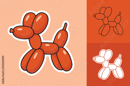 Three types of Cartoon Style Sticker of Ballon Doy Toy