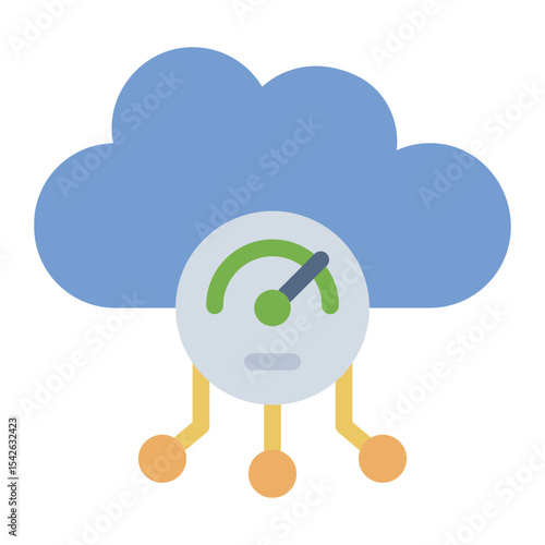 cloud flat icon with speed gauge meter