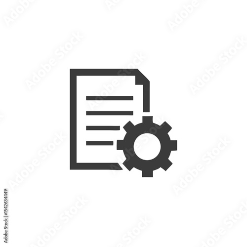 Blog Maintenance Gear Icon with a Document Sheet Vector Silhouette Flat Icon Design