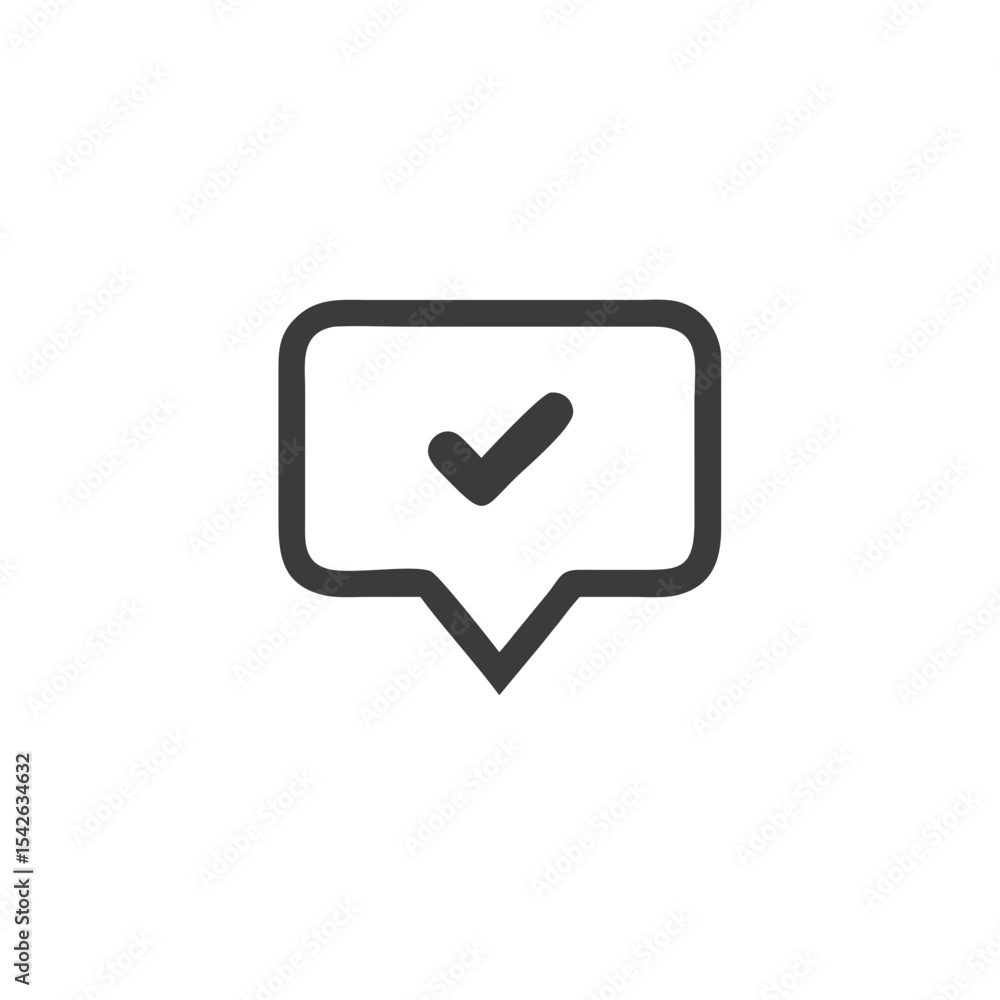 User Feedback Comment Bubble with a Checkmark Icon Vector Silhouette Flat Icon Design User Feedback Comment Bubble with a Checkmark Icon Vector Silhouette Flat Icon Design
