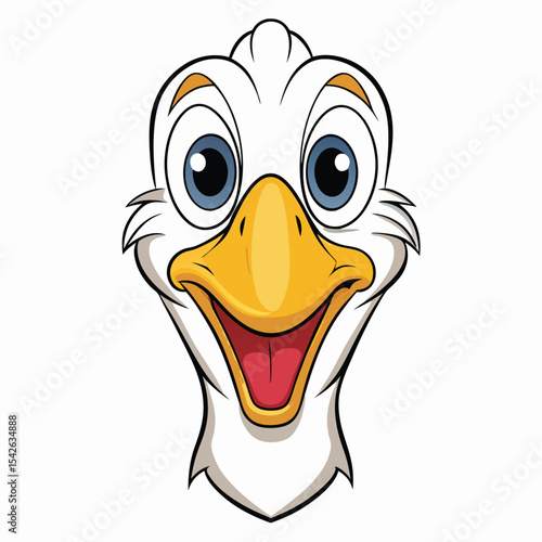 Cartoon illustration of a smiling duck face close up view