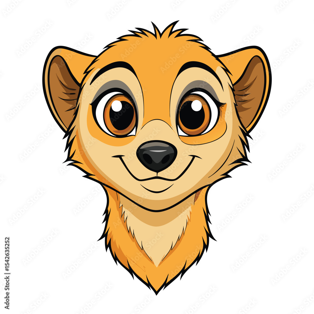 Obraz premium Cartoon meerkat head with big eyes and a friendly smile