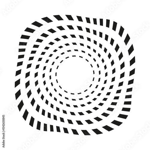 Dotted spiral pattern. Circular segment illusion. Optical rotation shape. Vector abstract form.