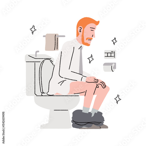 清潔なトイレに座る男性
