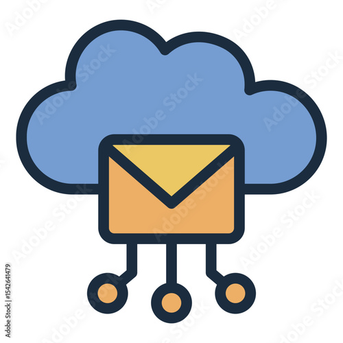 cloud email server filled line icon for communication