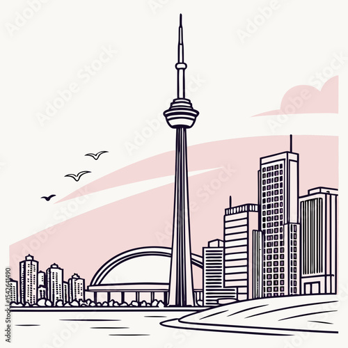 silhouette of landmarks of Canada Toronto