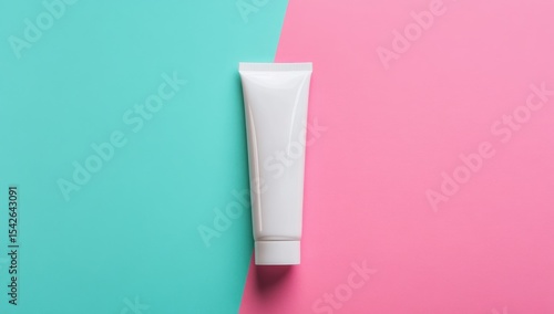 Wallpaper Mural White tube of cream or lotion on teal and pink background Torontodigital.ca