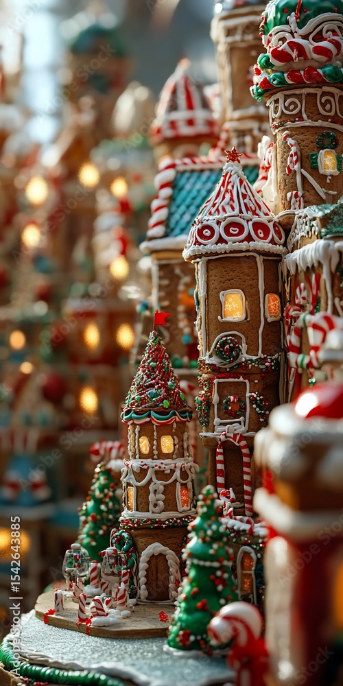 Gingerbread Village with Christmas Lights. Gingerbread Village with Christmas Lights.