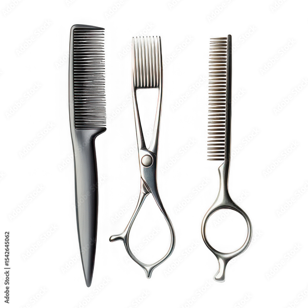 Three hair styling tools displayed against a plain white studio backdrop view Three hair styling tools displayed against a plain white studio backdrop view