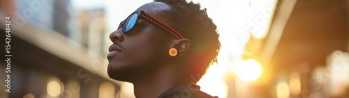 Close-up profile view of a person outdoors.