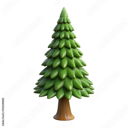 Cartoon evergreen tree 3d render isolated on transparent background