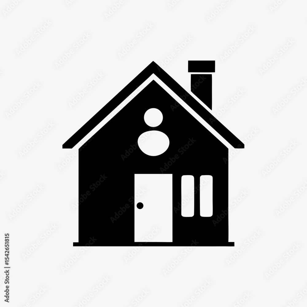 Black house icon with person symbol inside representing stay at home or quarantine concept
Black house icon with person symbol inside representing stay at home or quarantine concept
