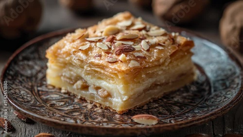 Wallpaper Mural Baklava Delight: A Close-Up of Golden Layers and Almond Perfection Torontodigital.ca