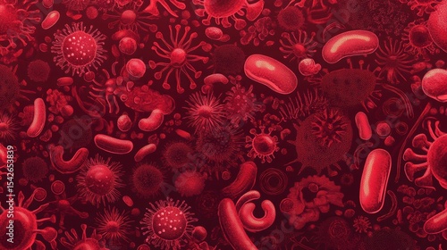 Wallpaper Mural Microscopic view of various red blood cells and viruses. Torontodigital.ca