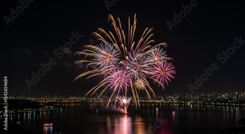 Danang Intl Fireworks Festival Vietnam Colorful fireworks over the Han river