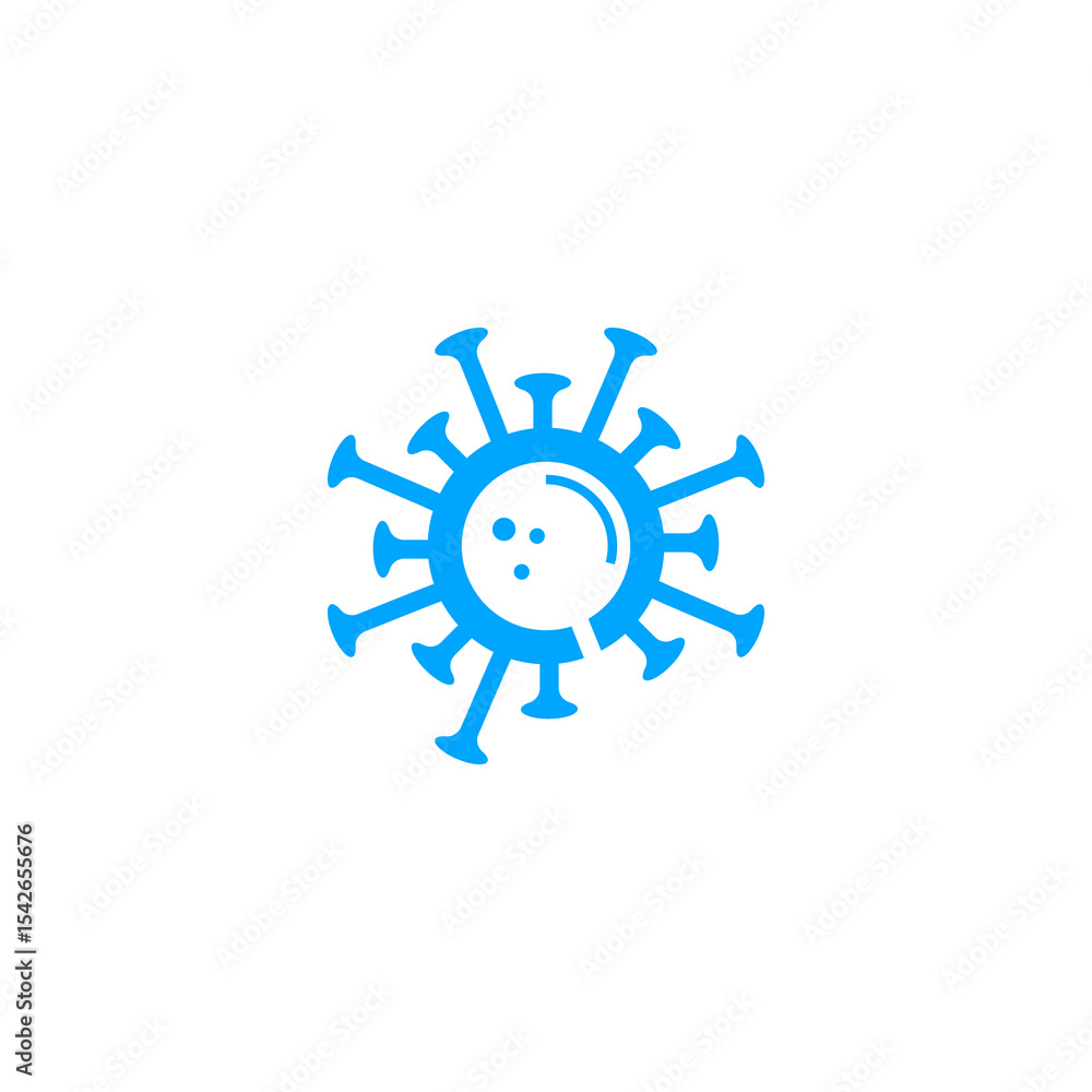 Stylized Blue Virus Icon: Abstract Cellular Structure Graphic Stylized Blue Virus Icon: Abstract Cellular Structure Graphic