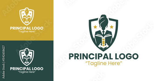 Creative Principal Logo with Stars and Academic Shield for School Branding
