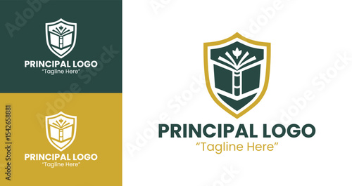 Professional Principal Logo with Open Book and Shield for Educational Branding