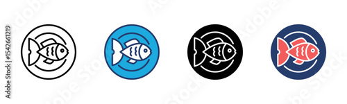 Fish icon sheet multiple style collection