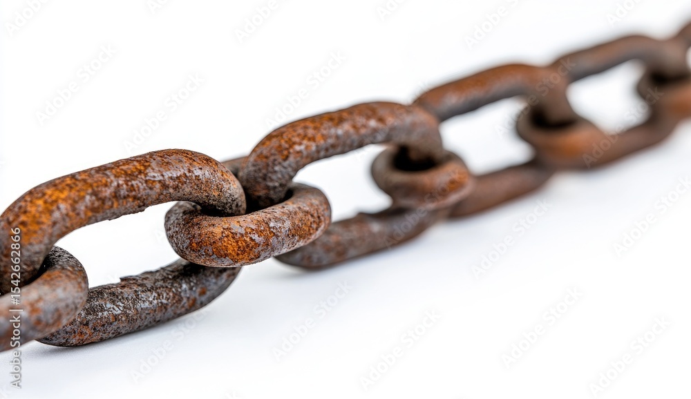 Obraz premium Close-up of a rusty chain against white background