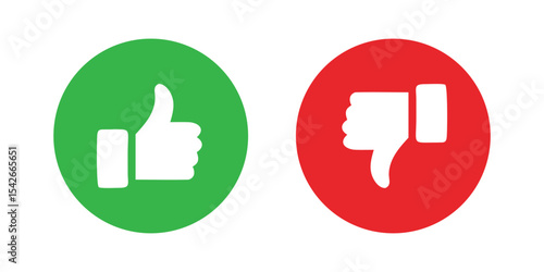 Green thumbs-up and red thumbs-down icons in circular buttons, symbolizing approval and disapproval.