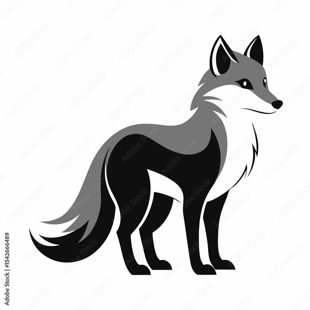 Obraz premium Arctic Fox silhouette on a white background