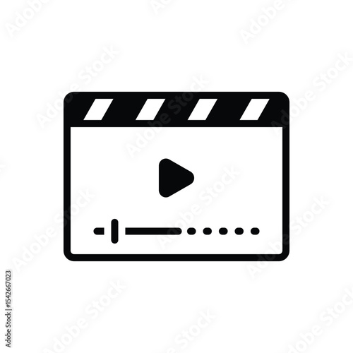 Black solid icon for video clip