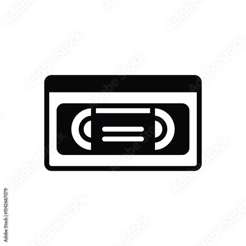 Black solid icon for video tape
