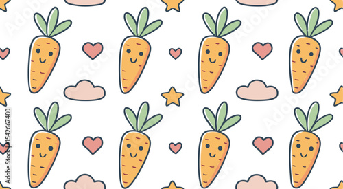 Cute doodle carrot's seamless pattern background vector design