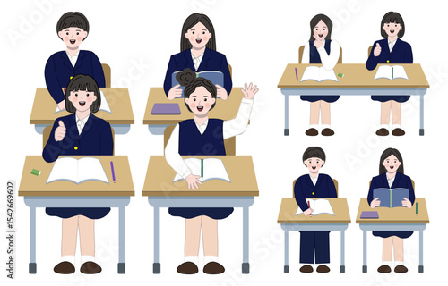 학교 교실에 수업중인 학생