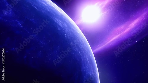 Wallpaper Mural Earth From Space With Glowing Sun and Purple Nebula Torontodigital.ca