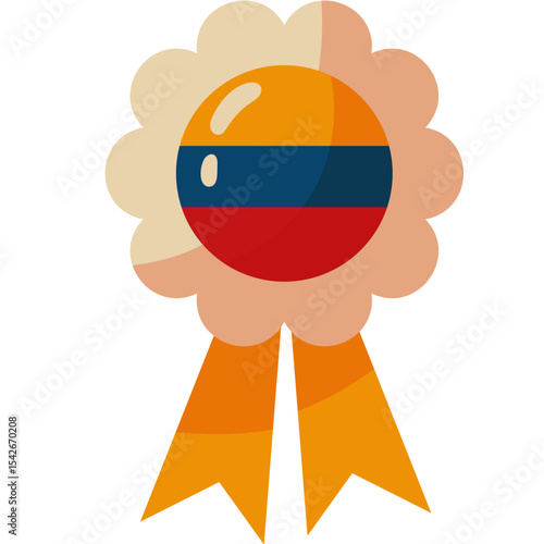 Golden medal with Colombian national flag ribbon