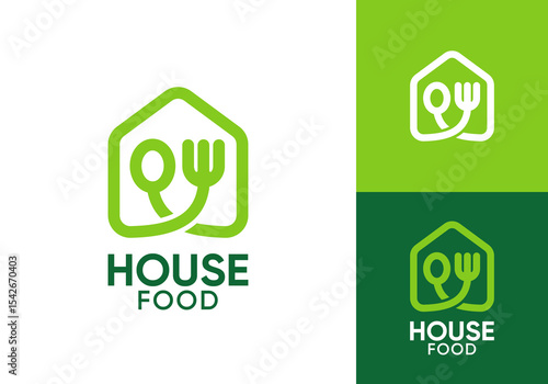 creative cutlery with home logo design. restaurant, cook, hotel, food symbol vector concept