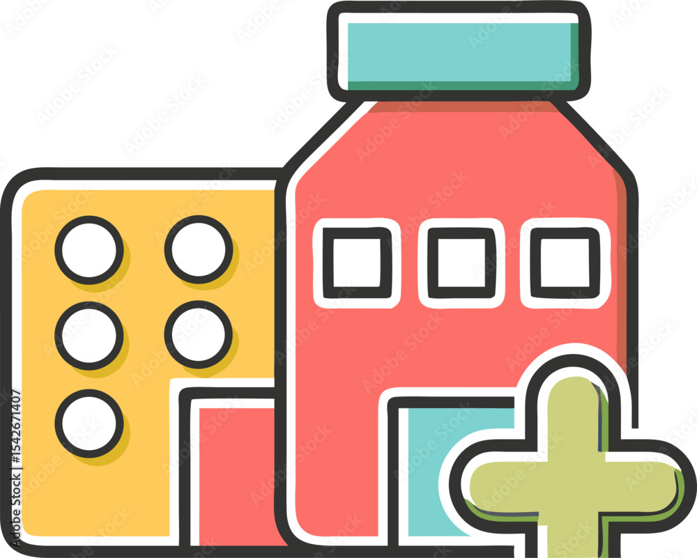 Obraz premium hospital medicine vector fill illustration